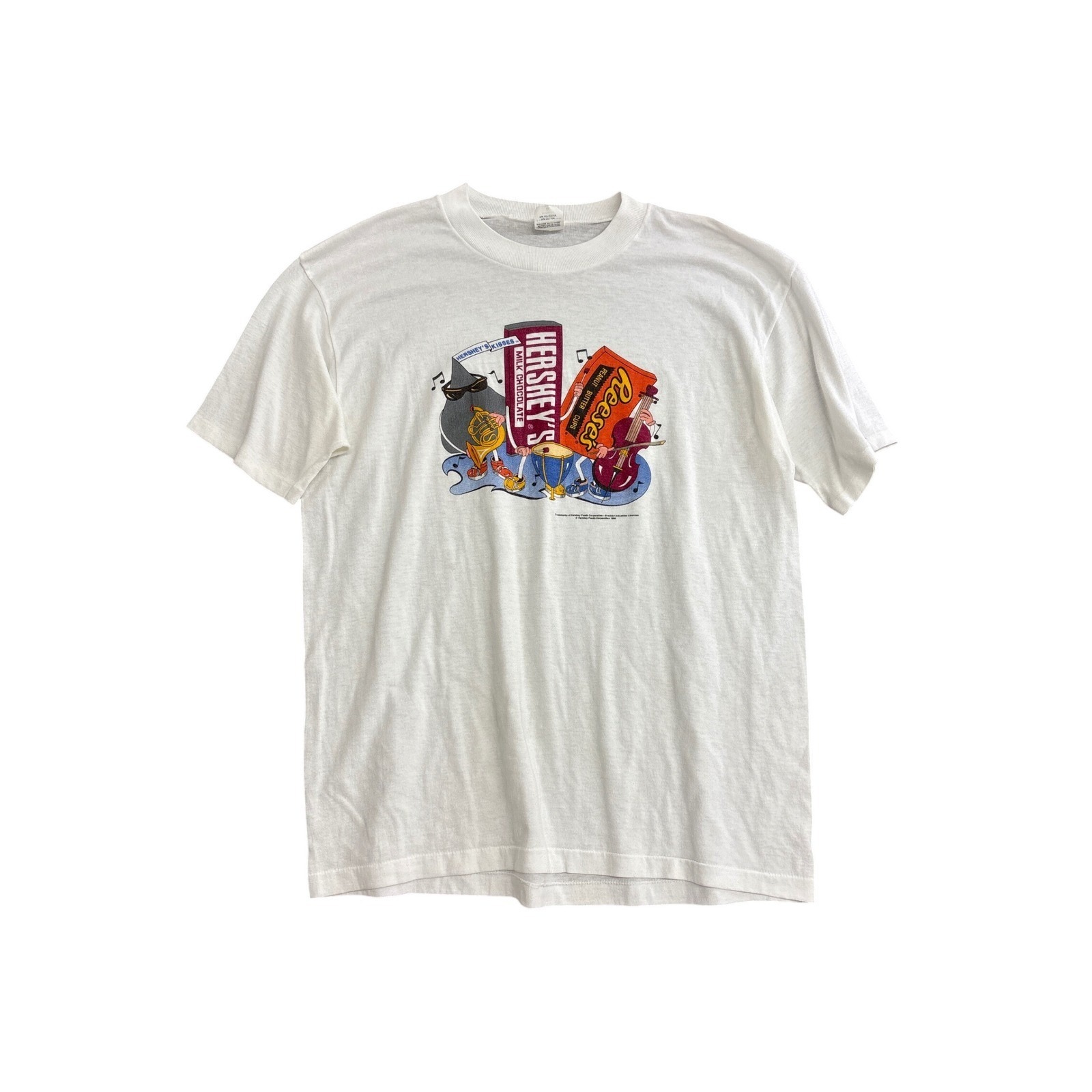 Vintage Hersheys Candy Band Graphic T Shirt Mens Xl White Reeses Kisses Usa Made